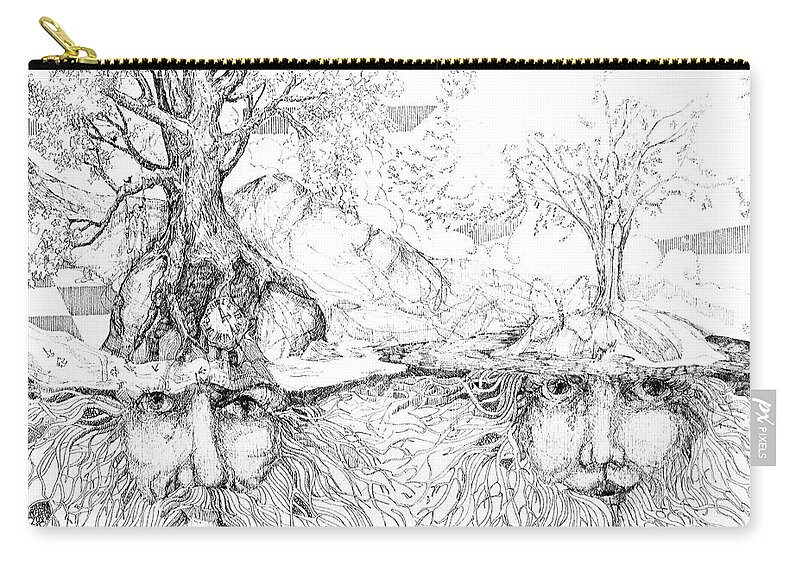 Drawing Zip Pouch featuring the drawing Earth People by Lizi Beard-Ward