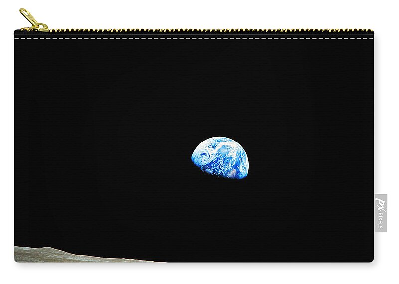 Arp 273 Zip Pouch featuring the photograph Earthrise - Earth View from Moon by Celestial Images