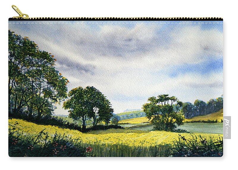 Watercolour Zip Pouch featuring the painting Eastfields from Woldgate by Glenn Marshall