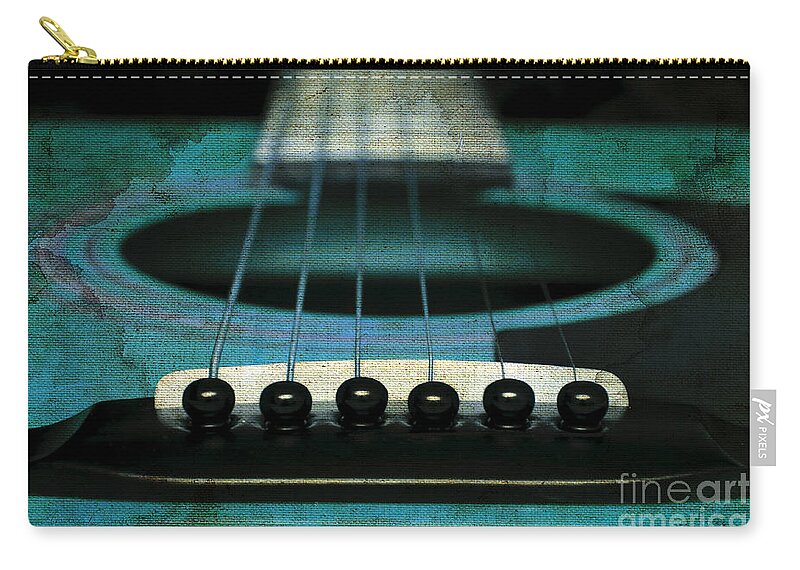 Abstract Zip Pouch featuring the photograph Edgy Abstract Eclectic Guitar 1 by Andee Design