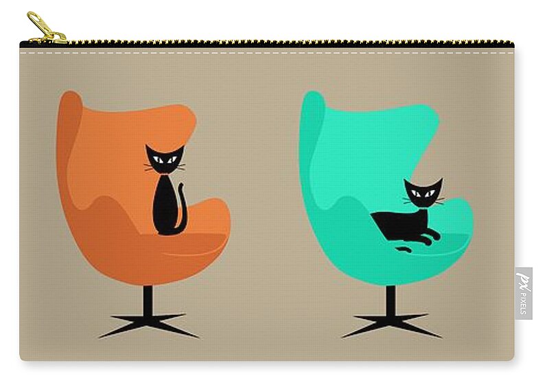 Mid Century Zip Pouch featuring the digital art Egg Chairs by Donna Mibus