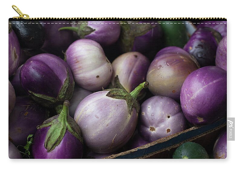 San Francisco Zip Pouch featuring the photograph Eggplants At A Farmers Market by Elisa Cicinelli