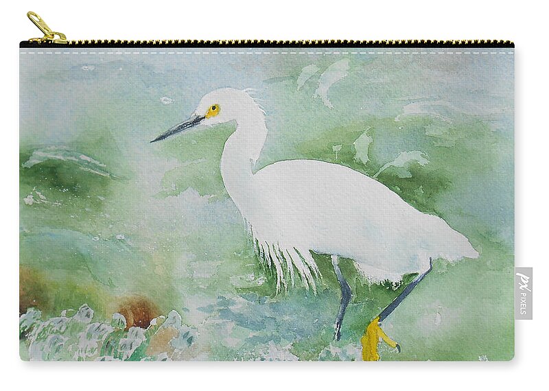Egret Zip Pouch featuring the painting Egret 2 by Christine Lathrop