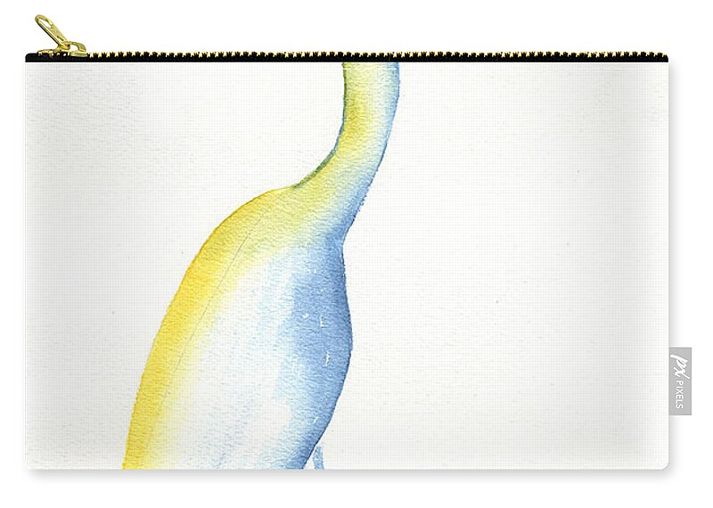 Watercolor Painting Zip Pouch featuring the painting Egret's Glance by Frank Bright