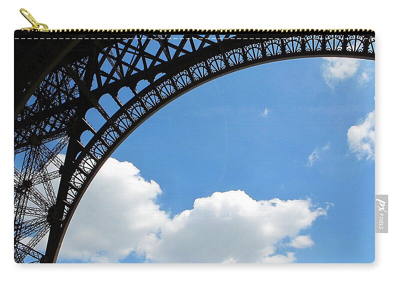 Paris Zip Pouch featuring the photograph Eiffel Clouds by Kathy Corday