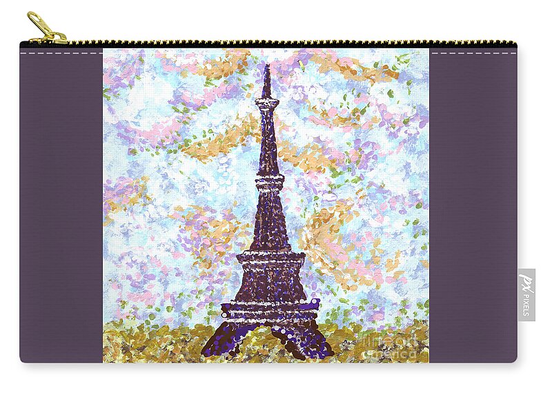 Eiffel Tower Pointillism Carry All Pouch For Sale By Kristie Hubler
