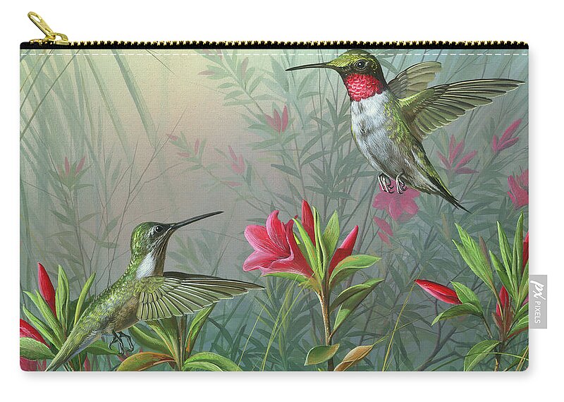 Humming Birds Zip Pouch featuring the painting Elegance by Mike Brown