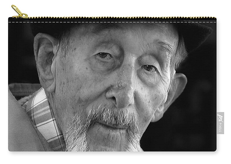 Elder Zip Pouch featuring the photograph Elder German Gent with Hat and Beard by Ginger Wakem