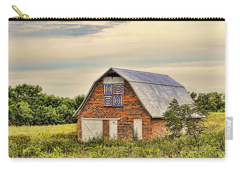 Quilt Zip Pouch featuring the photograph Electric Fan Quilt Barn by Cricket Hackmann