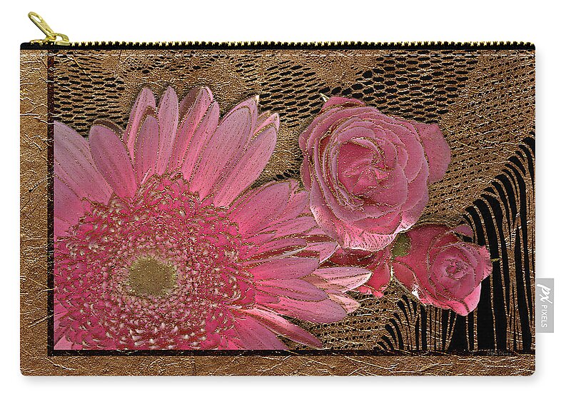Flowers Zip Pouch featuring the photograph Elegant Gold Lace by Phyllis Denton