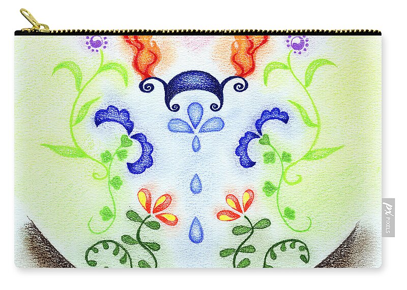Five Elements Zip Pouch featuring the drawing Elements by Keiko Katsuta