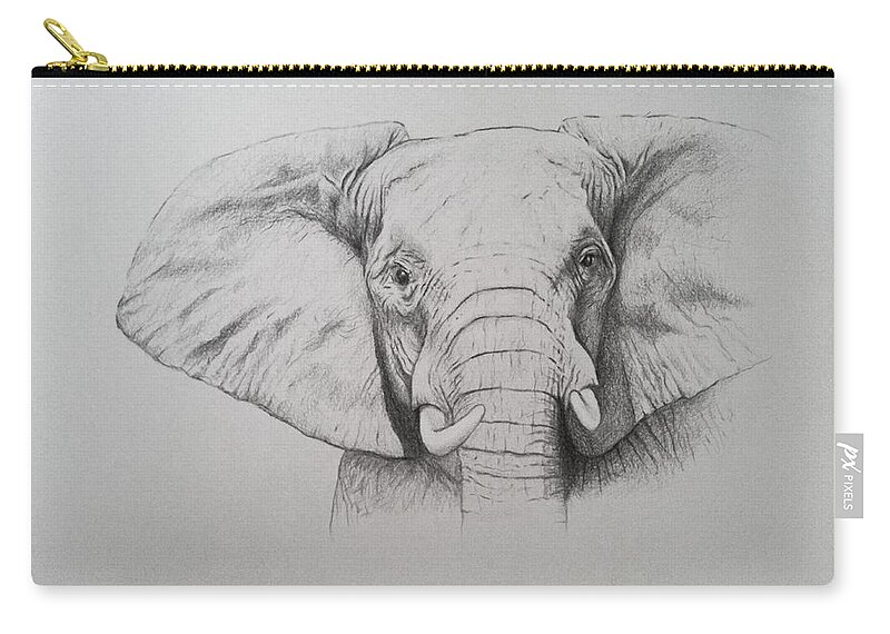 Elephant Zip Pouch featuring the drawing Elephant by Ele Grafton