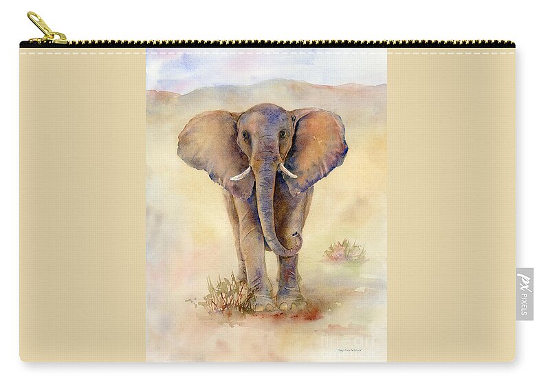 Elephant Zip Pouch featuring the painting Elephant by Amy Kirkpatrick