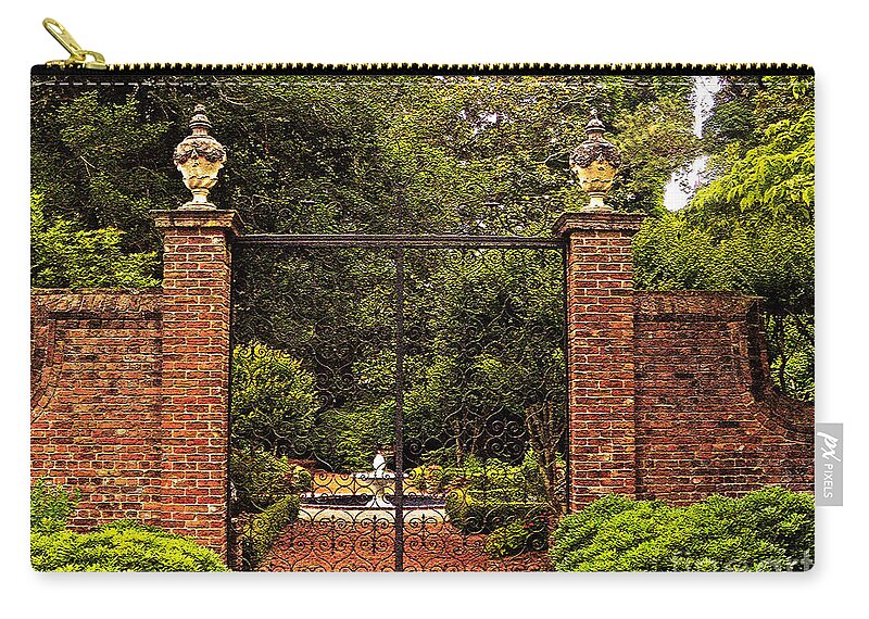 Elizabethan Gardens Zip Pouch featuring the photograph Elizabethan Gardens by Lydia Holly