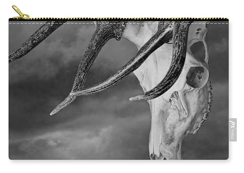 Art Zip Pouch featuring the photograph Elk Skull with Sky by Randall Nyhof