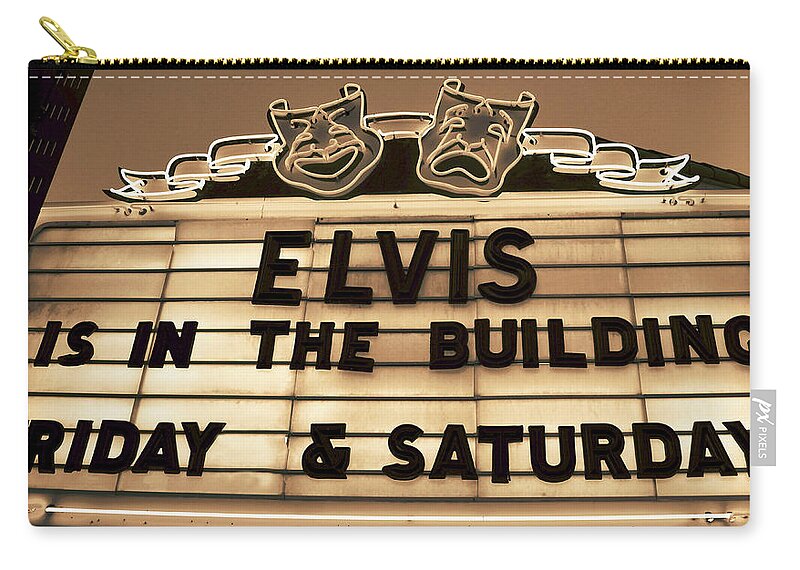 Elvis Presley Zip Pouch featuring the photograph Elvis Is In by David Lee Thompson