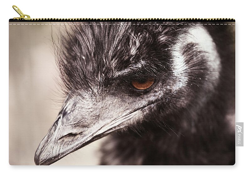 Emu Zip Pouch featuring the photograph Emu Closeup by Karol Livote
