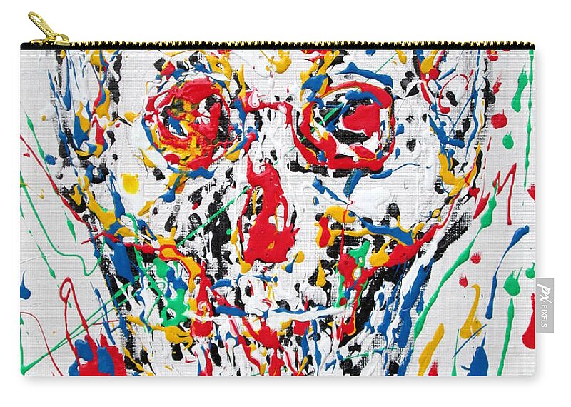 Skull Zip Pouch featuring the painting Enamels Skull Painting by Fabrizio Cassetta