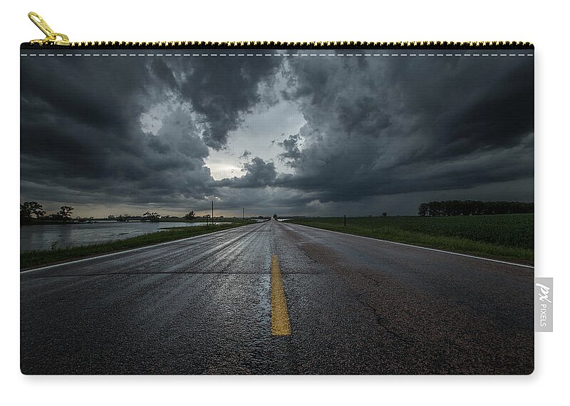 Storms Zip Pouch featuring the photograph End of the Road by Aaron J Groen