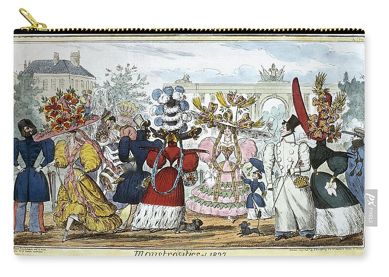 1827 Zip Pouch featuring the painting English Fashions, 1827 by Granger
