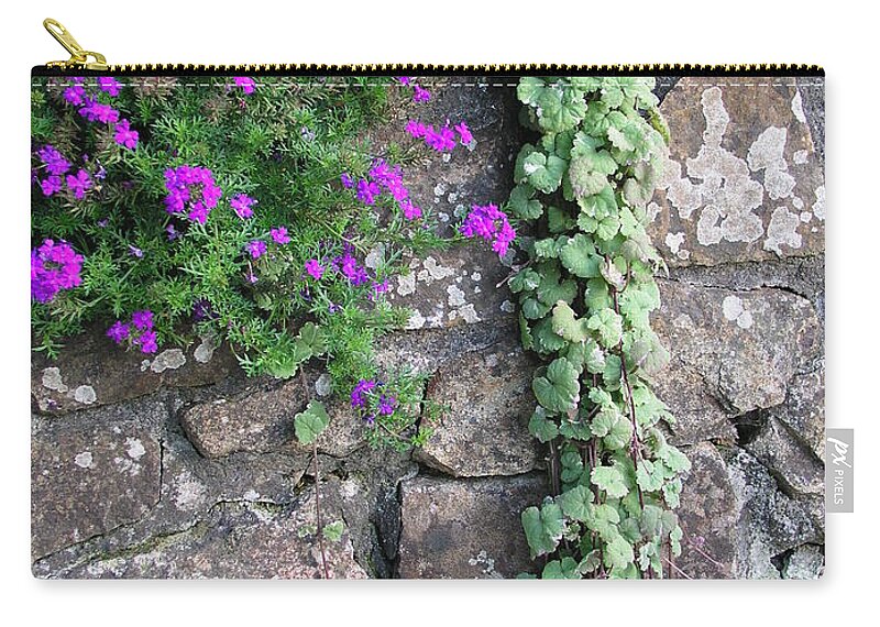 English Garden Wall Zip Pouch featuring the photograph English Garden Wall by Bev Conover