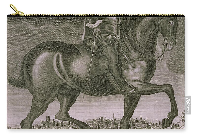 Horse Zip Pouch featuring the painting Equestrian Portrait of Oliver Cromwell by Albert Haelwegh