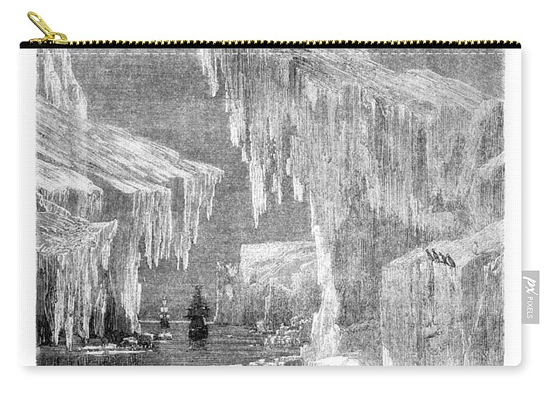 Expedition Zip Pouch featuring the drawing Erebus and Terror in the Ice 1866 by Hakon Soreide