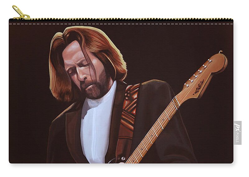 Eric Clapton Carry-all Pouch featuring the painting Eric Clapton Painting by Paul Meijering
