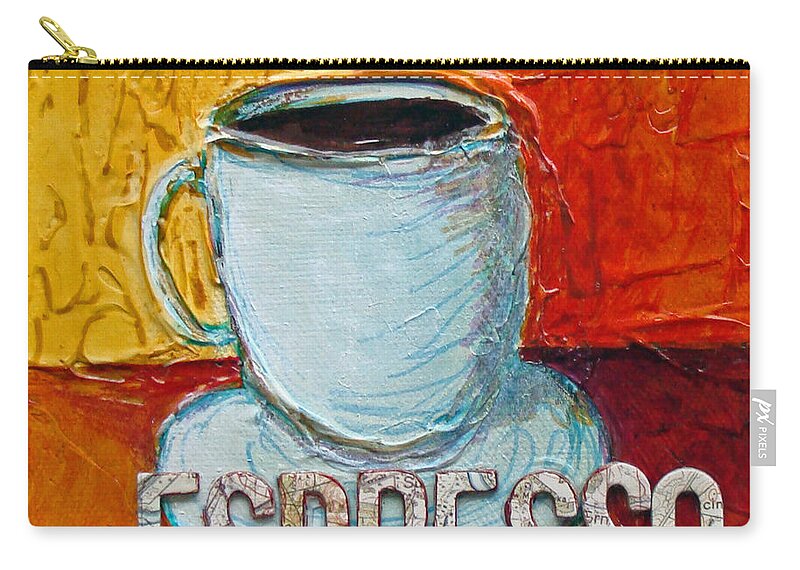 Coffee Zip Pouch featuring the mixed media Espresso by Phyllis Howard