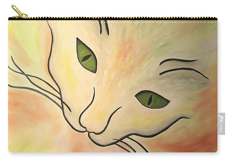 Karen Zuk Rosenblatt Zip Pouch featuring the painting Essence of Cat by Karen Zuk Rosenblatt
