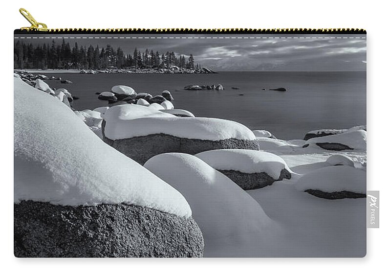 Landscape Zip Pouch featuring the photograph Essence Of The Season BW by Jonathan Nguyen