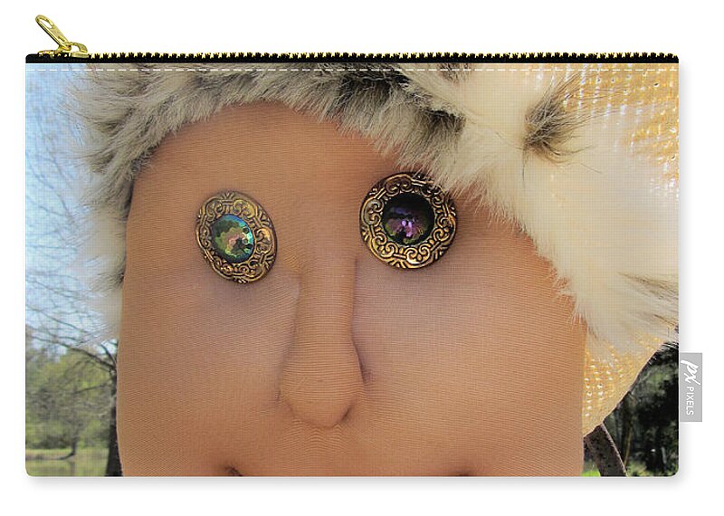 Ethel Zip Pouch featuring the photograph Ethel The Scarecrow by Kathy Clark
