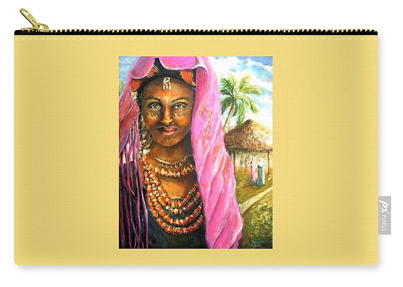  Zip Pouch featuring the painting Ethiopia Bride by Bernadette Krupa