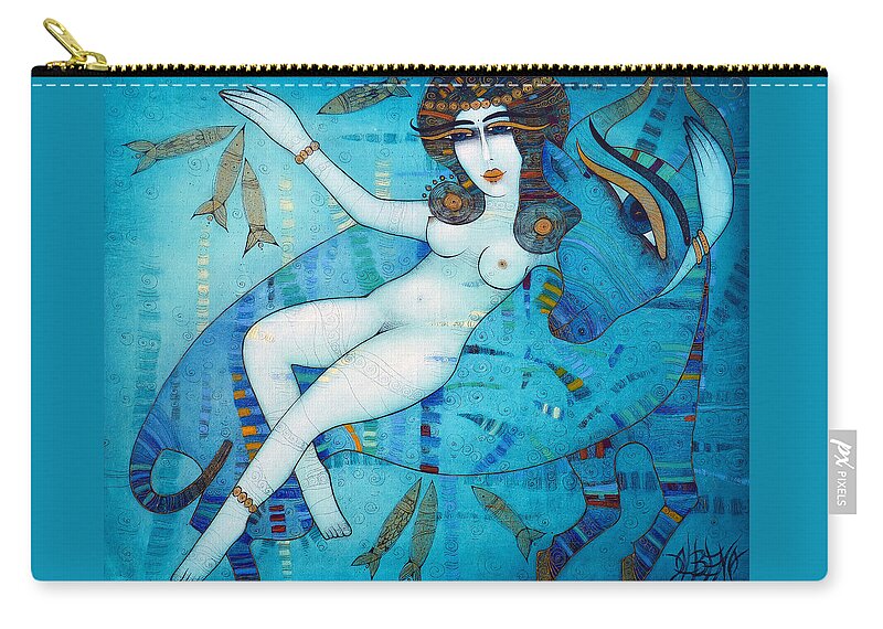 Blue Zip Pouch featuring the painting Europa by Albena Vatcheva