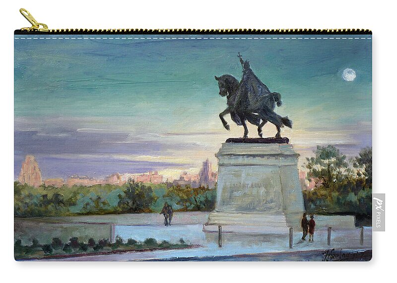 Forest Park Zip Pouch featuring the painting Evening in Forest Park Saint Louis by Irek Szelag