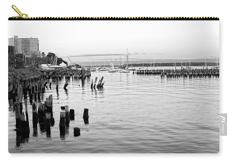 Portland Zip Pouch featuring the photograph Evening in Portland in Black and White by Jenny Hudson