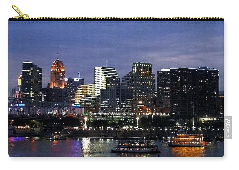 Evening On The River Zip Pouch featuring the photograph Evening On The River by Mel Steinhauer