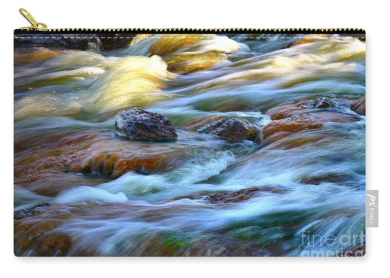 Rapids Zip Pouch featuring the photograph Evening Rapids by Deb Halloran