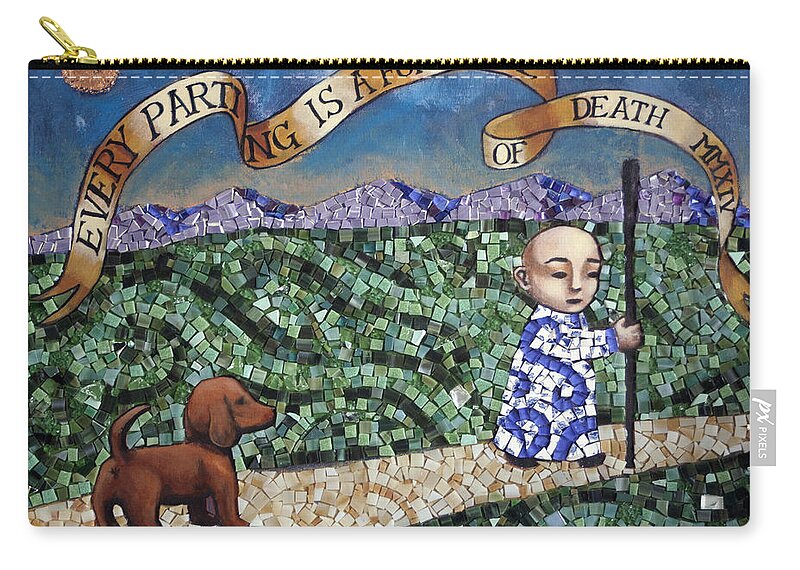 Dog Zip Pouch featuring the painting Every Parting is a Foretaste of Death by Pauline Lim