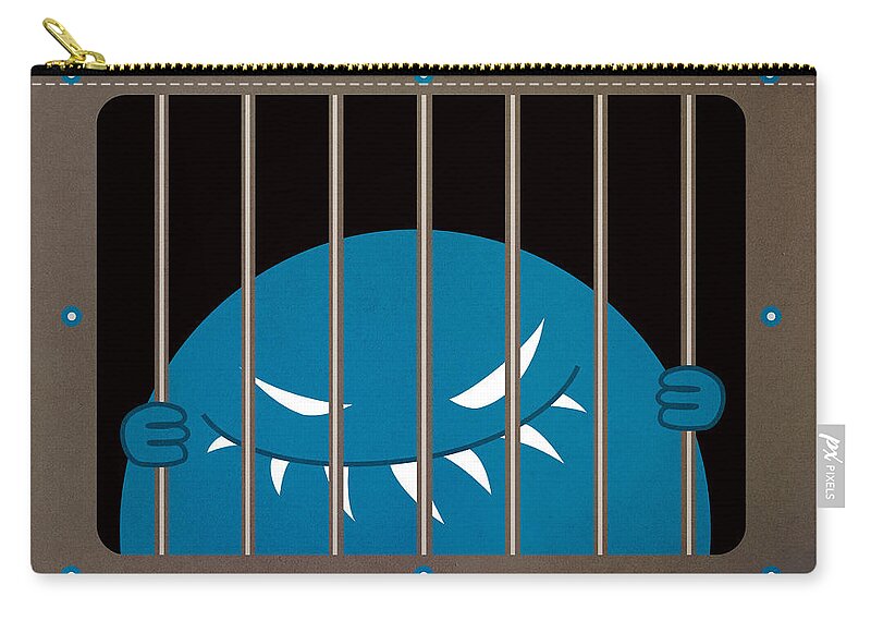 Monster Zip Pouch featuring the digital art Evil Monster Kingpin Jailed by Boriana Giormova