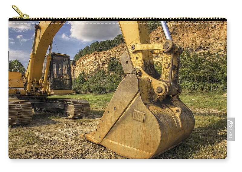 Excavator Zip Pouch featuring the photograph Excavator at Big Rock Quarry - Emerald Park - Arkansas by Jason Politte