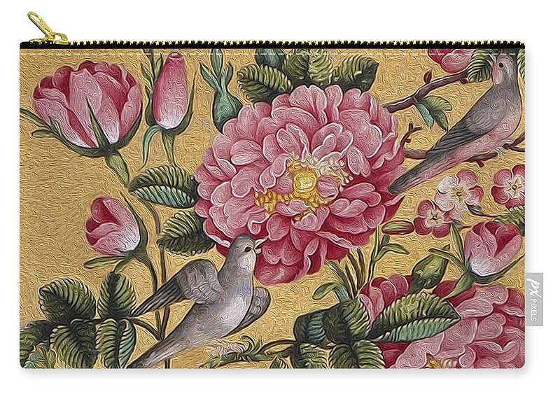 Floral Zip Pouch featuring the painting Exotic Camellias by Portraits By NC