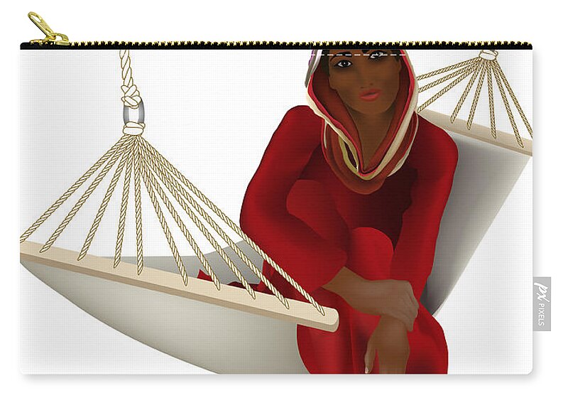 Girl Zip Pouch featuring the digital art Exotic Girl in the Hammock by Gina Koch