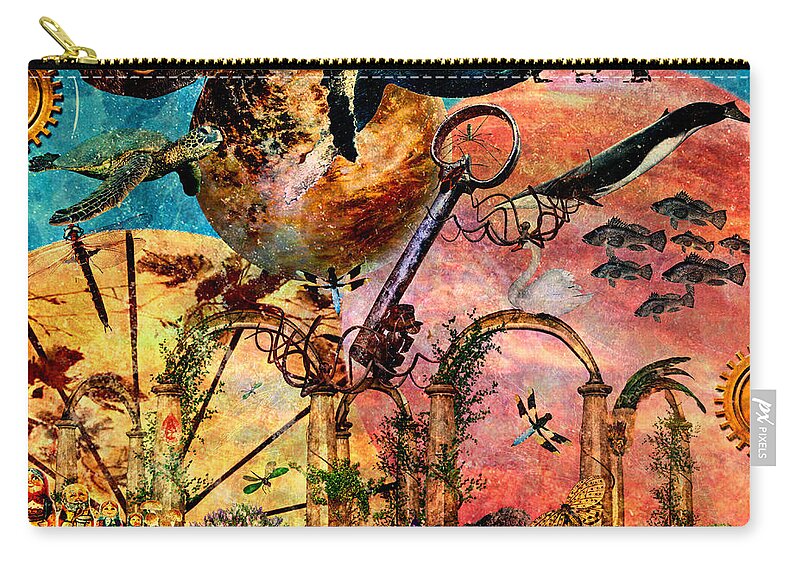 Extinction Level Event Zip Pouch featuring the digital art Extinction Level Event by Ally White