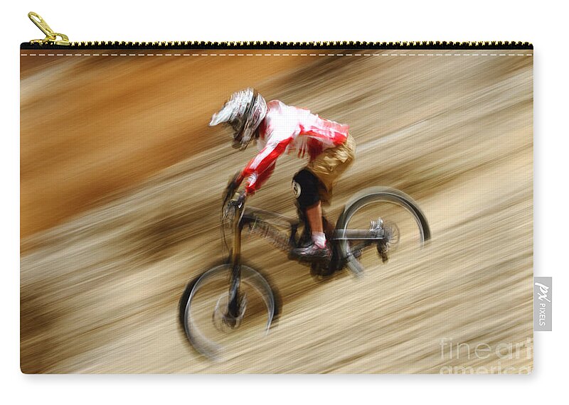 Cycling Zip Pouch featuring the photograph Extreme Downhill Cycling by James Brunker
