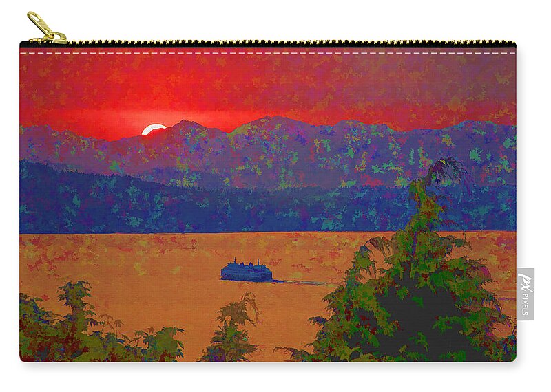 Puget Sound Zip Pouch featuring the photograph Extreme Sunset by David Gleeson