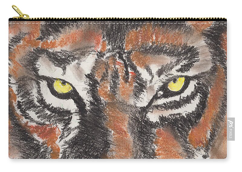 Tiger Zip Pouch featuring the pastel Eye of the Tiger by David Jackson