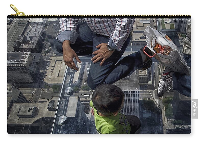 Cities Zip Pouch featuring the photograph Eyes Down From The 103rd Floor Little Dude With No Fear by Thomas Woolworth