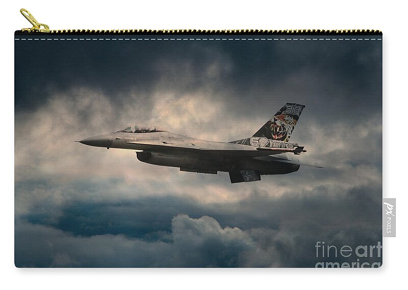 F1- Fighting Falcon Zip Pouch featuring the digital art F16 Tiger by Airpower Art