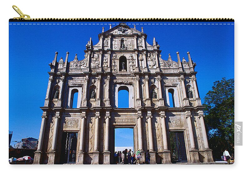 Macao Zip Pouch featuring the photograph Facade Of Ruins Of Sao Paulo by Richard I'anson